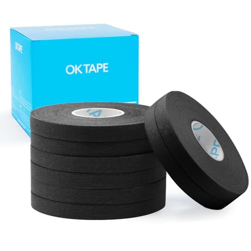 OK TAPE 8 Rolls Athletic Tape, 0.3 Inch Finger Tape for BJJ, Boxing, Climbing, Football, Pro Jiu Jitsu Sports Tape | Add Grip & Protect Fingers and Toes (0.3" x 45 Ft, Black) - color: 0.3-black, size: 15 yards
