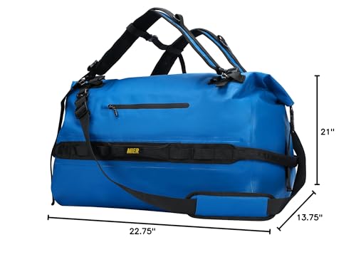 MIER Large Waterproof Duffel Bag - 60L/80L Dry Bag Backpack | Detachable Backpack Straps; Multi-Pockets; Roll-Top with Hook-and-Loop Closure; Motorcycle, Kayaking, Gym, Beach, Boating - color: Dark Blue, size: 60L