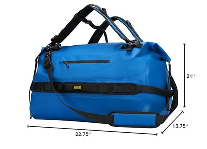 MIER Large Waterproof Duffel Bag - 60L/80L Dry Bag Backpack | Detachable Backpack Straps; Multi-Pockets; Roll-Top with Hook-and-Loop Closure; Motorcycle, Kayaking, Gym, Beach, Boating - color: Dark Blue, size: 60L