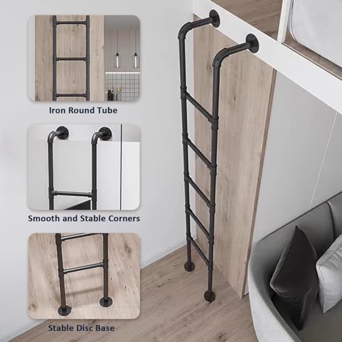 100-300cm Wall Mounted Metal Step Ladder for Attic Bunk Bed Height Entrance Egress Ladder, Basement Window Well Egress Ladder with Kit, Load 150 Kg/330 Lbs(180cm/71in) - size: 180cm/71in