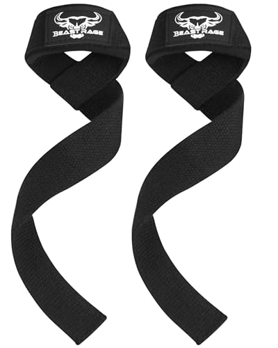 BEAST RAGE Lifting Wrist Straps for Weightlifting, Straps Gym Grip Power Workouts Lifting Straps Padded Neoprene & Premium Cotton Men Women, Deadlift Bodybuilding Exercise Lifting Straps - color: Jet