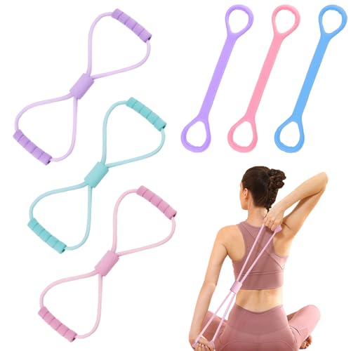 2 Pack Figure 8 Resistance Band, Workout Stretch Bands for Exercise, Arm Back Shoulder Fitness Elastic Rope Equipment for Yoga Pilates Physical Therapy Stretching Training - color: 6Pcs