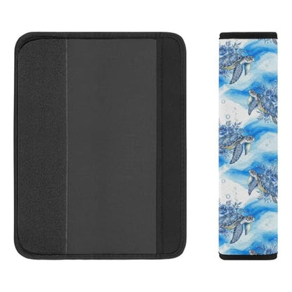 2PCS Universal Fit Car Seat Belt Pad for Kids, Most Cars, Blue Flowers Ocean Sea Turtle Floral Seat Belt Cushion, Shock Absorption - color: Pattern 1201