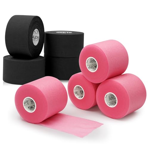 OK TAPE 4 Rolls Black Athletic Tape and 4 Rolls Pink Pre Wrap Tape