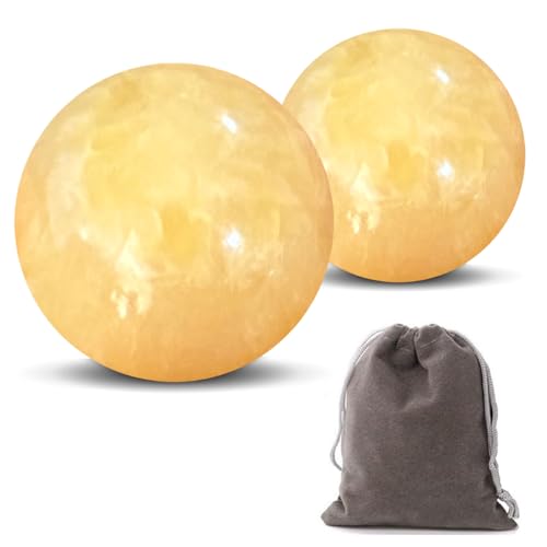 Marble Baoding Balls, Chinese Meditation Stress Relief Balls for Hand Therapy, Manual Massage Exercise, 2 Count Beige, 1.57 Inch - color: Beige, size: Medium-1.57"