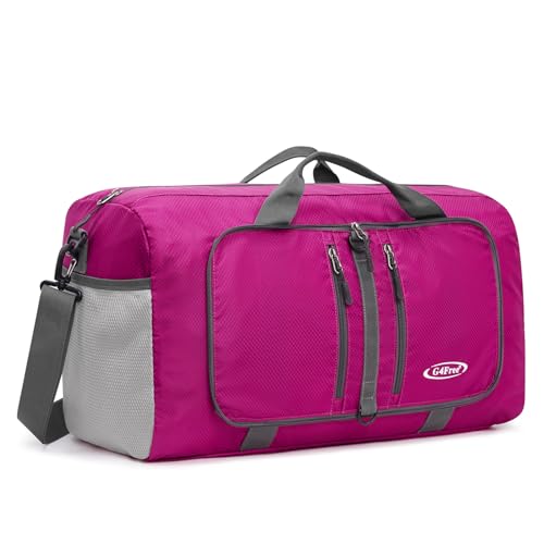 G4Free 40L/65L Foldable Travel Duffle Bag Packable Weekender Bag | Water Resistant Nylon, Carry On Size Duffel, for Travel or Overnight Weekender Trip, for Gym or Sports, for Men Women - color: Pink, size: 40L