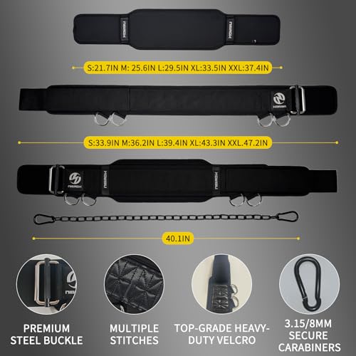 2-in-1 Weightlifting Belt & Dip Belt with 41 IN Steel Chain, Double-Layer Design, Powerlifting Gym Belt for Pull Up, Squat, Deadlifts & Added Weight Training, Unisex for Men & Women - size: Large