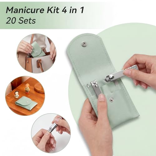 20-Piece Complete Nail Care Kit, Professional Manicure Set with Stainless Steel Tools for Home Use, Travel & Gifts | Portable Nail Clipper Kit in Gleen Case(Gleen) - color: Gleen