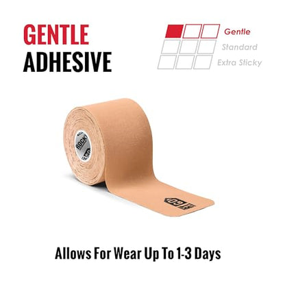 RockTape Go Gentle Adhesive Pre-Cut Kinesiology Tape (Beige) - color: Beige, style: GENTLE