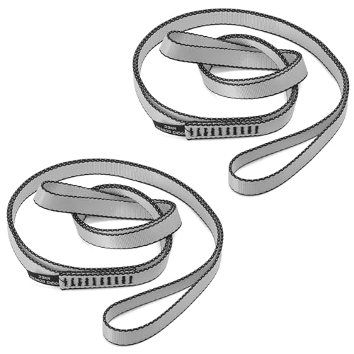18MM Nylon Climbing Sling Runner 23KN CE2008/EN566 Strong Webbing Straps for Rock Climbing,Mountaineering, Rappelling, Swing, Yoga Hammock etc - color: Grey, size: 120cm/ 48inch |Pack of 2