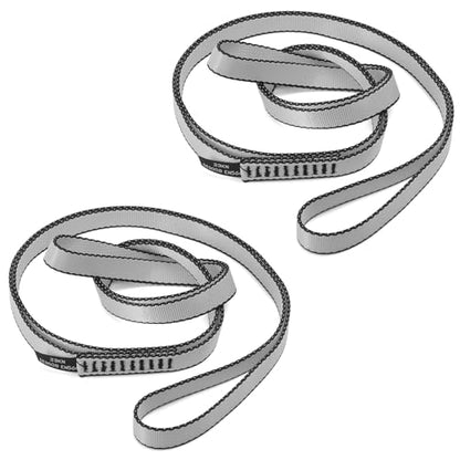 18MM Nylon Climbing Sling Runner 23KN CE2008/EN566 Strong Webbing Straps for Rock Climbing,Mountaineering, Rappelling, Swing, Yoga Hammock etc - color: Grey, size: 120cm/ 48inch |Pack of 2