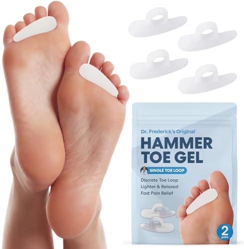 Dr. Frederick's Original Hammer Toe Corrector, 1-Loop, Soft, White, 2 Pairs | All-Day Relief, Crooked and Overlapping Toes, Symptomatic Alignment Support, Loop Design, Soft Toe Alignment Support - color: White, size: 1 Loop