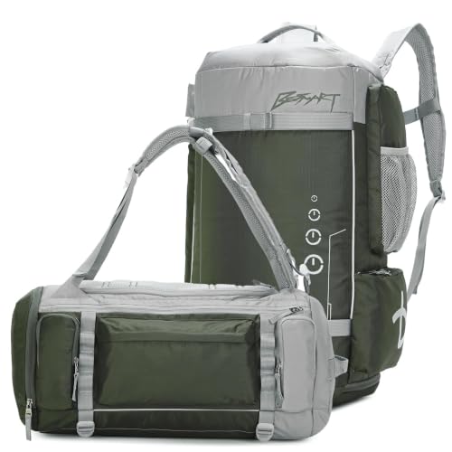 BESMART 40L 2 in 1 Convertible Gym Duffel Bags,Large Sport Backpack for Men | Shoes Compartment,Extra Large Workout Backpack,9 Outer pockets,Waterproof,Heavy Duty Backpacks,Travel/Hiking/Carry On,Green - color: Army Green/Grey, size: Large-40L