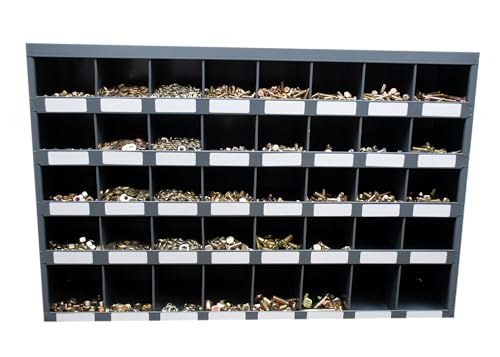 2510 Piece Grade 8 USS Coarse Thread Bolt (Hex Head Cap Screw), Nut, and Washer Assortment with 40 Hole Bin