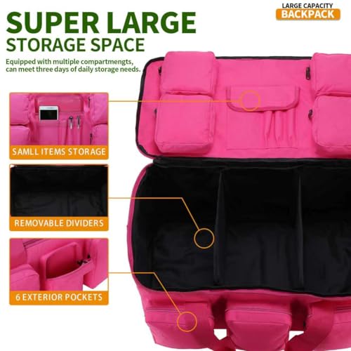 3 In 1 Military Duffel Bag 50L Gym Bag for Men Convertible Weekender Backpack for Sports Travel Basketball (50L-Rose) - color: 50L-Rose