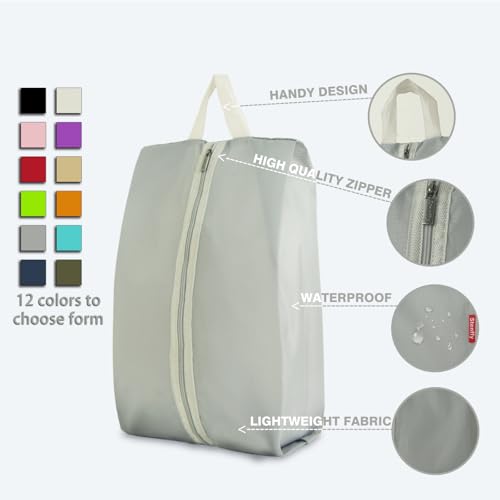 6pcs Portable Shoe Organizer, Travel Pouches with Zipper, Golf Shoe Bags, Clothes Bags, Soccer Cleats Bag Shoe Pouch for Gym, Waterproof, Odor-Resistant (Grey) | Golf Shoe Bags, Clothes Bags, Soccer Cleats Bag Shoe Pouch for Gym, Waterproof, Odor-Resistan