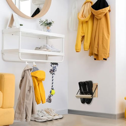 Mifoci 2 Pcs Wall Mounted Shoe Rack Organizer Wooden Modern Compact Wall Space Saving Shoe Holder Storage for Sneaker Footwear Slipper Boots Entryway Narrow Spaces Hallway(9.84'' Long) - size: 9.84'' Long
