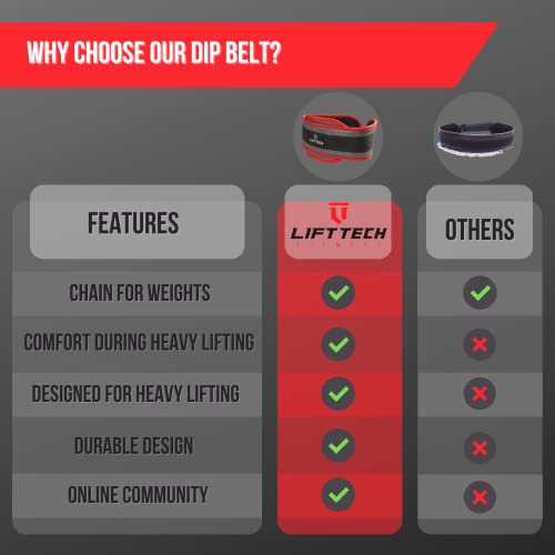 Dip Belt for Weight Lifting - Pull Up Weight Belt for Men and Women - Weight Belt with Chain for Powerlifting, Strength Training - Waist Belt for Weight Lifting - One Size