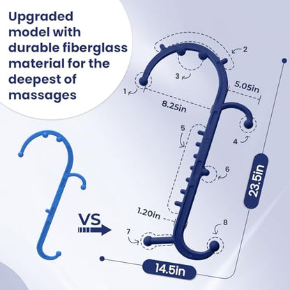 Ranarose Deep Tissue Back & Neck Massager - Back Massager Stick for Pain Relief, Muscle Knot Remover, Trigger Point Massage Tool for Full Body, Shoulders, Legs - Pressure Point Massage Tool - color: Dark Navy Blue
