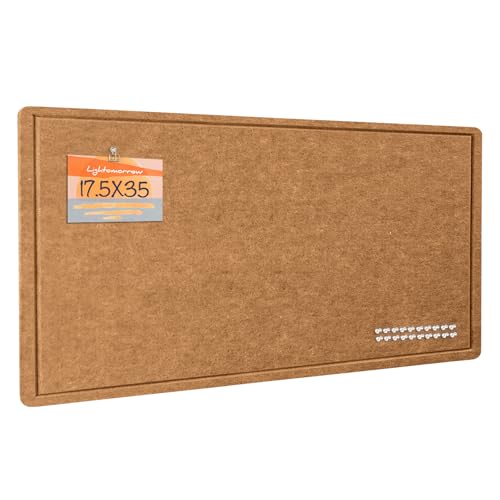 Lightomorrow Bulletin Board, 35 x 17 1/2 inches Felt Board - Decorative Pin Board, Cork Board Alternative for Wall, Foldable Self-Adhesive Vision Board Prayer Board with 20 Pushpins-Apricot - color: Apricot, size: 17.5" x 35"