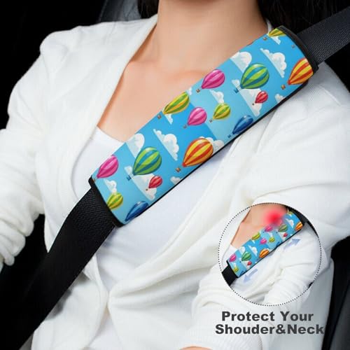 2 Pack Cartoon Hot Air Balloon Cloud Print Car Seat Belt Pad Universal Soft and Comfortable Harness Pads Strap for Adult Use, Most Cars, Easy Install (No Tool) - color: Pattern 922