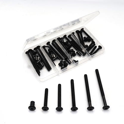 50pcs M6x40mm/ 50mm/ 60mm/ 70mm/ 80mm Black Hex Drive Socket Cap Bolts Barrel Nuts Assortment Kit, Carbon Steel Zinc Plated - size: M6 x 40/50/60/70/80mm (50 pcs)