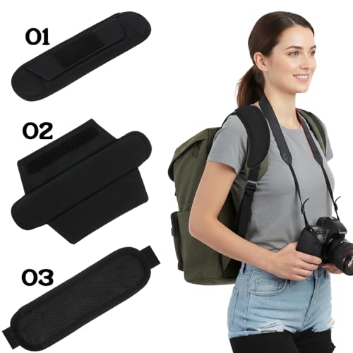 Xindojuz Extra Thick Shoulder Strap Pad, Black Shoulder Pad for Bag Strap, Soft Removable Backpack Pads Padded Shoulders Straps Fastener Cushions for Women Men Guitar Duffle Bag Straps Replacement