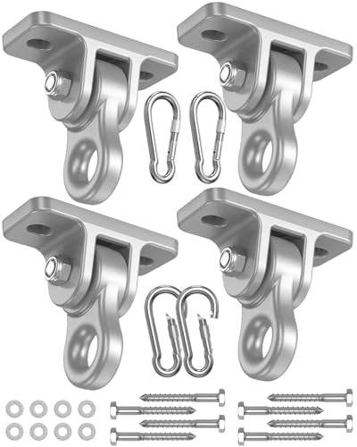 Heavy Duty Swing Hangers, Indoor-Outdoor Hooks, 4-Pack | Corrosion Resistant, 5000+ lb Capacity, For Porch Swings, Yoga, Playgrounds, Trapeze, Hammocks, Punching Bags - color: 4 Pack Silver