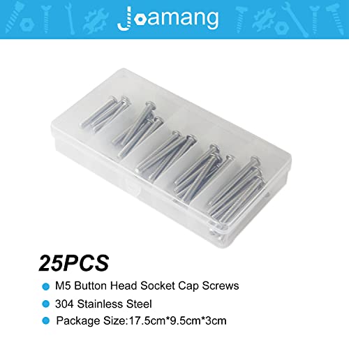 M5 x 40mm 45mm 50mm 55mm 60mm Button Head Socket Cap Screws Bolts, Stainless Steel 304, Metric Allen Hex Drive, Bright Finish, Fully Threaded, Assortment Kit 25PCS - size: Button M5x40-60 mm