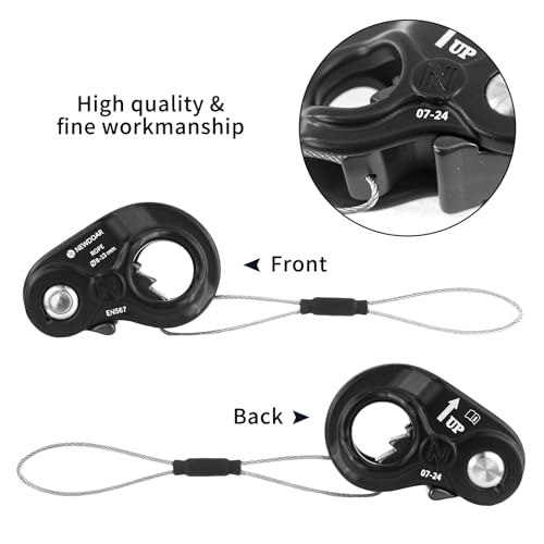 NewDoar Rope Ascender Lightweight Rope Clamp Ascender Riser Adjuster Fits 8-13mm Rope Self-Locking Grip for Rock Climbing,Hunting,Protection Rescue,Rappelling,Arborist,Gear Equipment - color: Black-Set