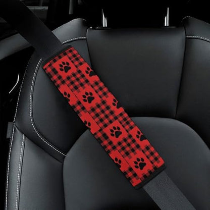 2 Pack Pet Dog Cat Paws Print Red Buffalo Check Plaid Seat Belt Shoulder Pad Universal Fit Harness Pads Strap for Kids, Car Seats Pushchair Strollers High Chair Pushchair, Shock Absorption - color: Pattern 654