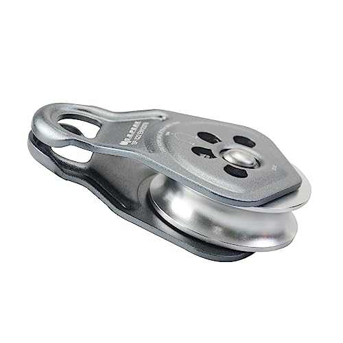 30kN Upgraded Rescue Single Pulley Sheave with Swing Plate,CE High Strength Pulley for Backyard Zipline, Climbing, Rock Rescue Lifting, Hauling, Fit Rope up to 13 mm/Holds Up to 6750lbs,Grey - color: Grey