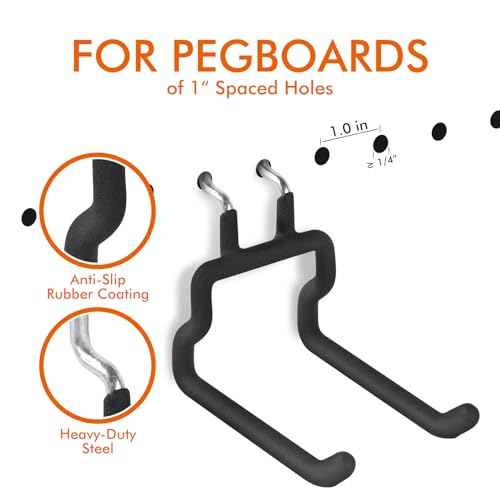 LIGHT DUST Utility Heavy Duty Pegboard Hooks - 10Pack Peg Board Accessories for Hanging Tools Fit 1/4" Peg Holes - Pegboard Organizer Large Tool Holders for Garage Workshop Shed - style: 10 Pack
