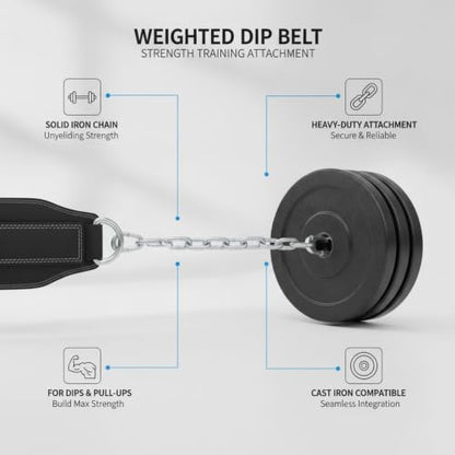 Home Gym Pull Up Station Accessory: Weighted Dip Belt with Heavy Duty Iron Chain for Strength Training - size: 7.87 x 0.79 x 0.79 in