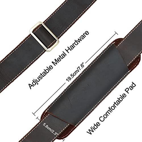 Full Grain Leather Shoulder Strap - Replacement Bag Straps for Laptop Briefcase, Messenger, Duffel, Crossbody, Travel Bags - color: Brown