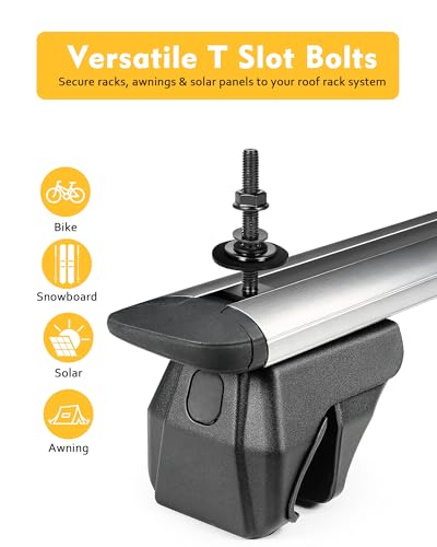 T Slot Bolts for Roof Rack Cross Bars, Platform, Cargo Basket, Stainless Square T Track Bolt Adapter to Secure Bike/Ski/Kayak Rack, Solar Panel, Awning, 4mm Thick - color: M8x65mm, 4pk