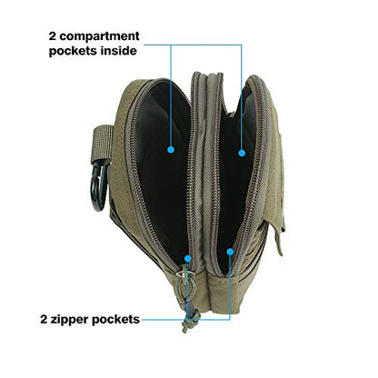 EXCELLENT ELITE SPANKER Tactical Molle EDC Pouch with Cellphone Pouch | Molle admin pouch,molle utility pouch,tool pouch,Organizer Nylon Belt Waist Bag - color: Ranger Green