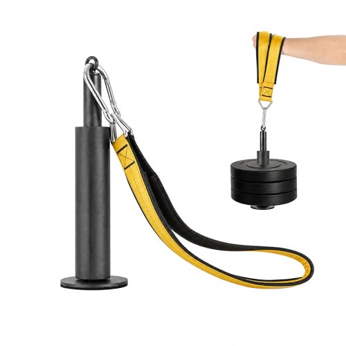 Arm Wrestling & Grip Strength Trainer with Loading Pin – Heavy Duty Wrist Forearm Exerciser, Compatible with 1” & 2” Barbell Plates, Multi-Scenario Workout Equipment for Hand Finger Grip Strengthening - color: Yellow-loading pin&strap