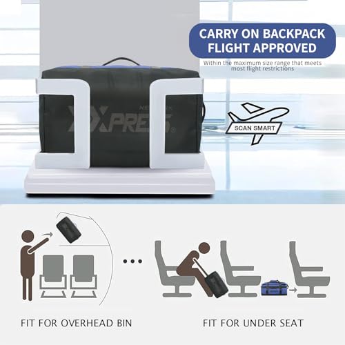 2-in-1 Carry-on Backpack for Men Women 40L Sports Gym Bag with Backpack Straps,Water Resistant,for Travel/Gym（20in,Blue） - color: 20in-blue