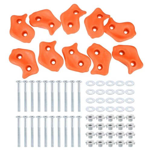 PATIKIL Climbing Rock Wall Grips Play Set Climber Attachments with Double Hole for Playground Accessory Indoor Outdoor - color: Orange Red, size: C-Large