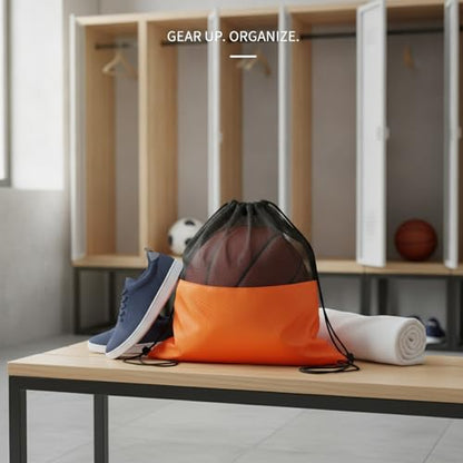 Oxford Cloth Drawstring Bag for Shoes and Essentials, Durable Gym Sack with Secure Closure, 13 x 3.3 Inches - color: Orange