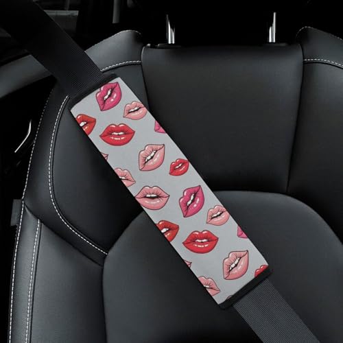 Universal Soft and Comfortable Car Seat Straps Shoulder Pads for Adult Use, Stroller Pushchair High Chair, 2PCS Lips Prints Kiss Lipstick Mouth Red Harness Pads Strap - color: Pattern 926