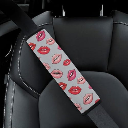 Universal Soft and Comfortable Car Seat Straps Shoulder Pads for Adult Use, Stroller Pushchair High Chair, 2PCS Lips Prints Kiss Lipstick Mouth Red Harness Pads Strap - color: Pattern 926