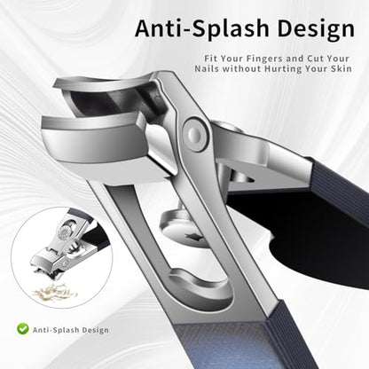 Wide Jaw Opening Nail Clippers with G10 Handle for Thick and Tough Nails, Heavy Duty Toenail Cutters for Seniors, Men and Women (Round Blue A) - color: Round Blue a