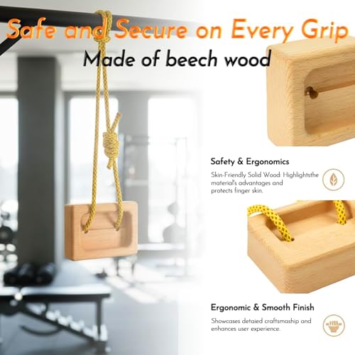 Hangboard Rock Climbing 1 Pair Wooden Fingerboard Pull up | Fingerboard Climbing for Climbers Tree Hand Playground Enhances Grip Strength Indoor Outdoor Doorway