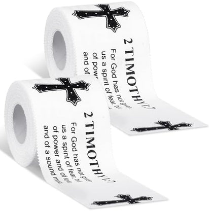 MiniInflat 2 Pcs Christian Cross Athletic Tape Sports Tape 2in x 23ft Religion Jesus Wrist Wrap for Soccer Football Baseball, Gift for Graduation Teacher Nurses Week Pentecost(White,2 Timothy 1:7) - color: White, style: 2 Timothy