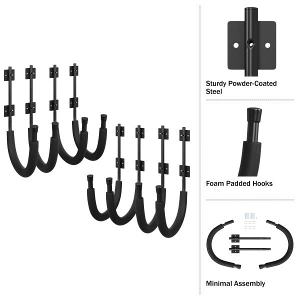2-Pack of Kayak Storage Hook Sets - Kayak Wall Mount Hangers with 100lb Capacity Per Pair for Paddleboards, Surfboards, - size: 4-Set
