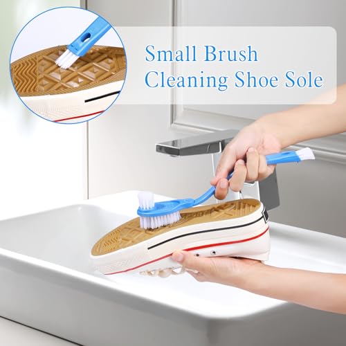 2Pcs 10in Shoes Cleaning Brushes, Double Sided Shoe Sole Cleaner Insider Shoe Wash Cleaner Large Boot Scrubber Cleaner Tool Kits, Blue
