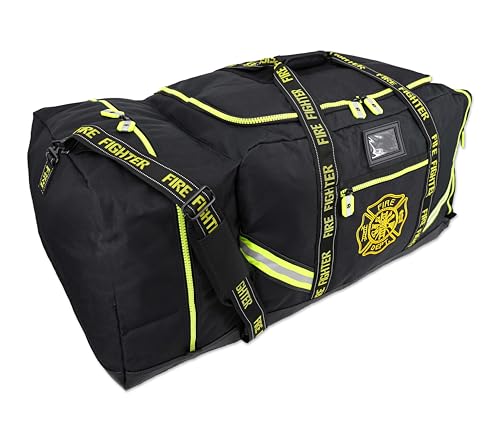 Lightning X Products Fireman Premium 3XL Firefighter Rescue Step-In Turnout Fire Gear Bag With Shoulder Strap & Helmet Pocket (Black) - color: Black