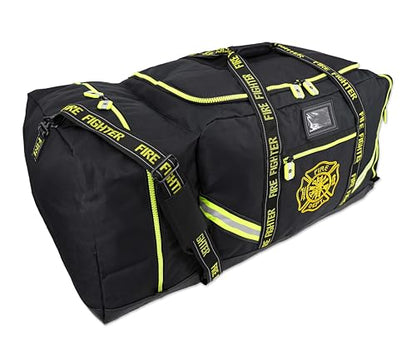 Lightning X Products Fireman Premium 3XL Firefighter Rescue Step-In Turnout Fire Gear Bag With Shoulder Strap & Helmet Pocket (Black) - color: Black